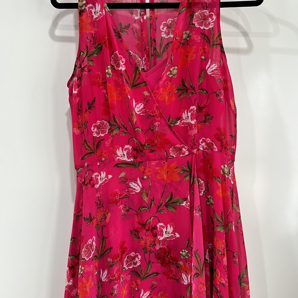 Calvin Klein Women Sz 10 Pink Floral High Lo Midi Dress Sleeveless Flowy Chiffon - Picture 5 of 11